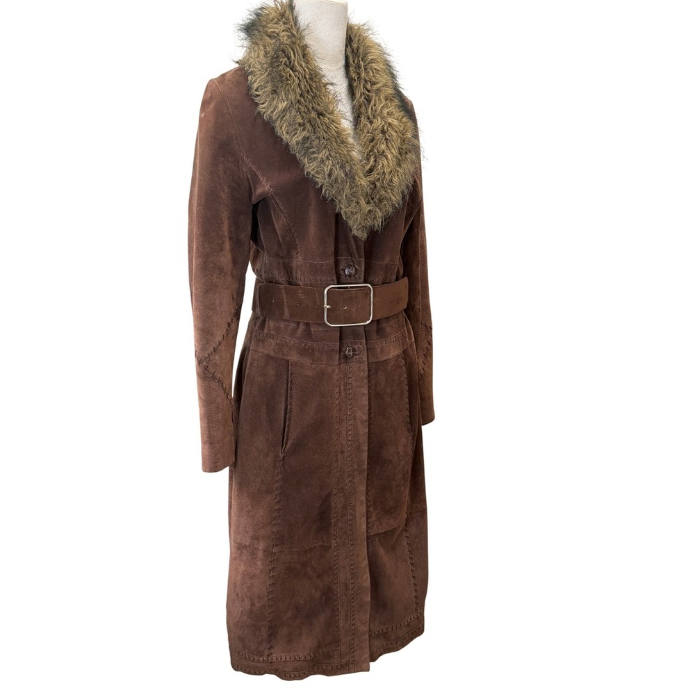 Vintage Wilsons Leather Penny Lane Suede Coat Y2K Faux Fur Collar M Rocker Boho - Picture 11 of 16